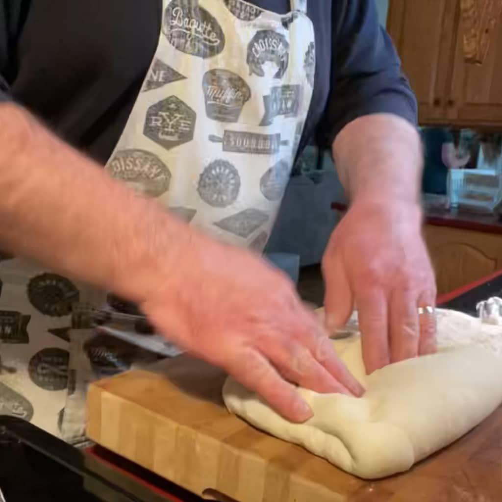 Beginning to shape the dough. How to make artisan sourdough