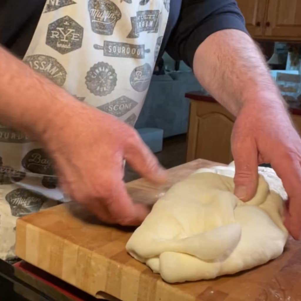 Turn the dough.