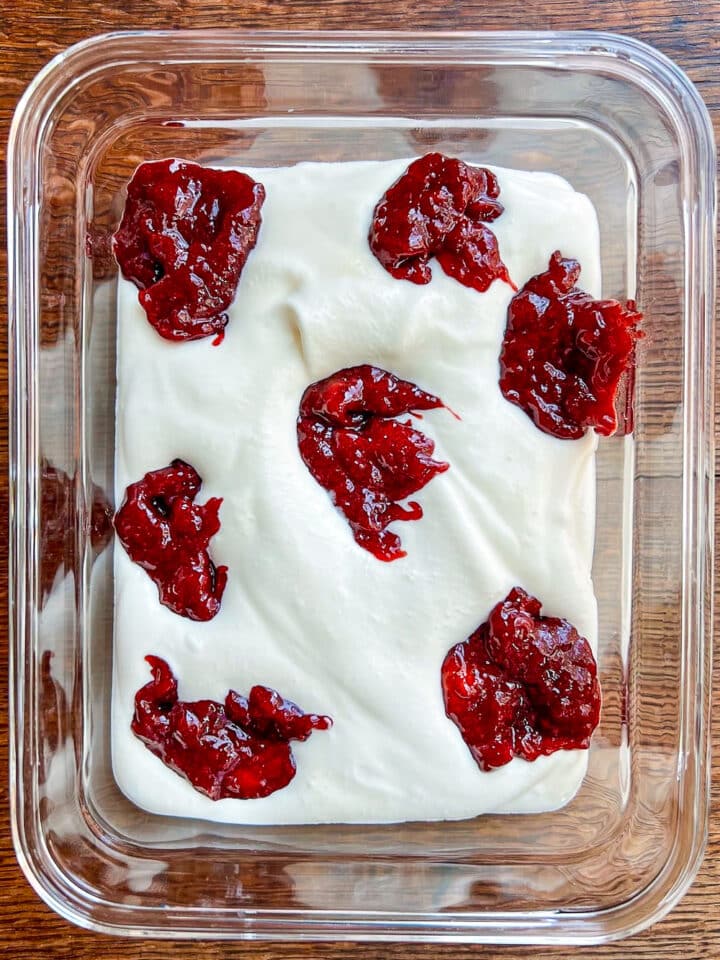 No Churn Strawberry Vanilla Ice Cream With roasted strawberry jam!