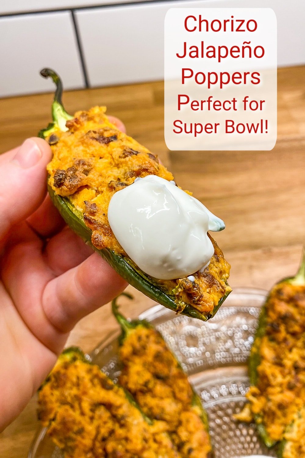 Chorizo Jalapeño Poppers photo with title text for pinterest