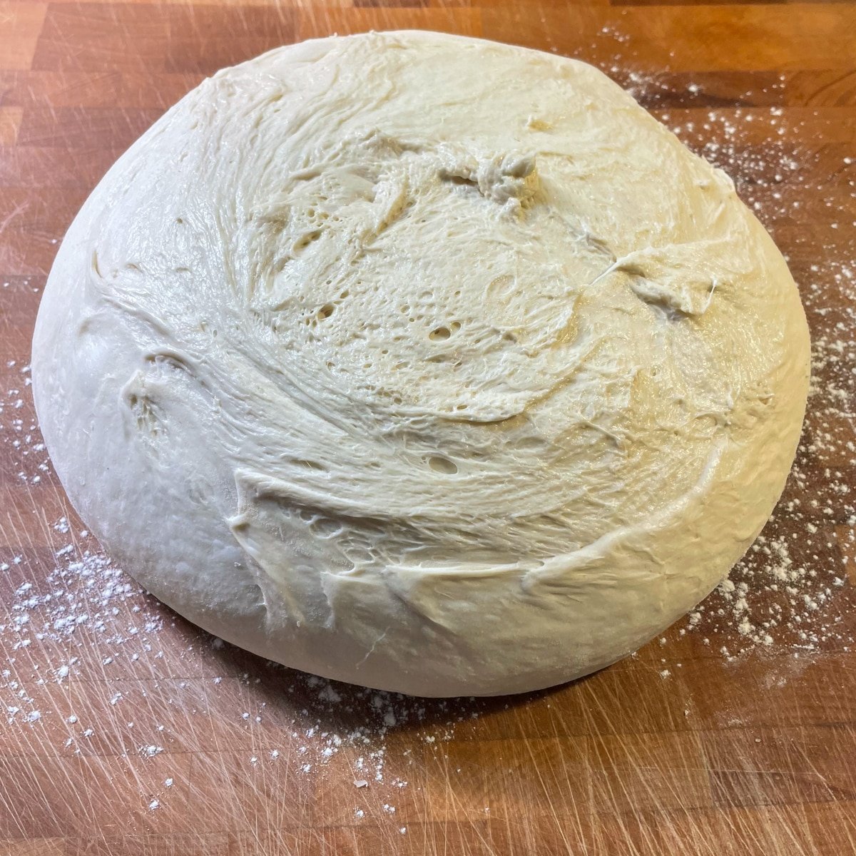 Ball of dough removed from bowl.