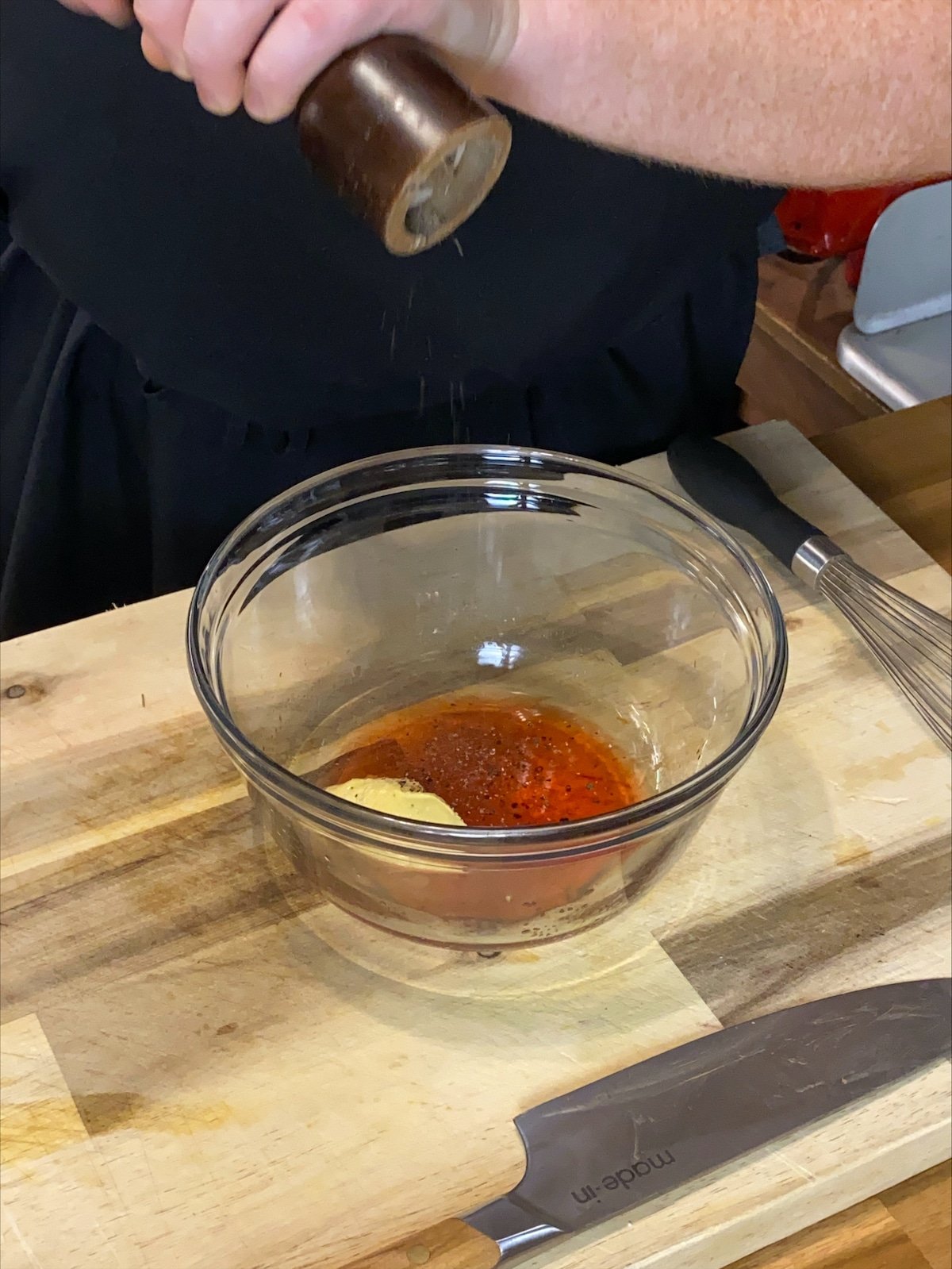 Seasoning the vinaigrette