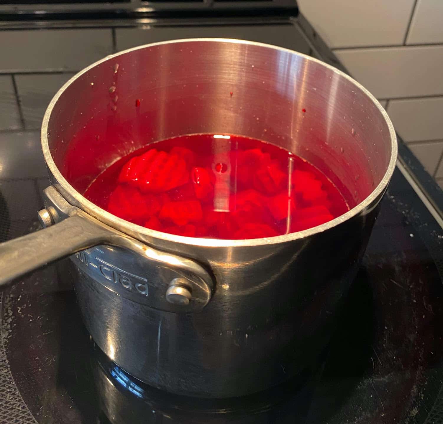 Picked beets in a saucepan