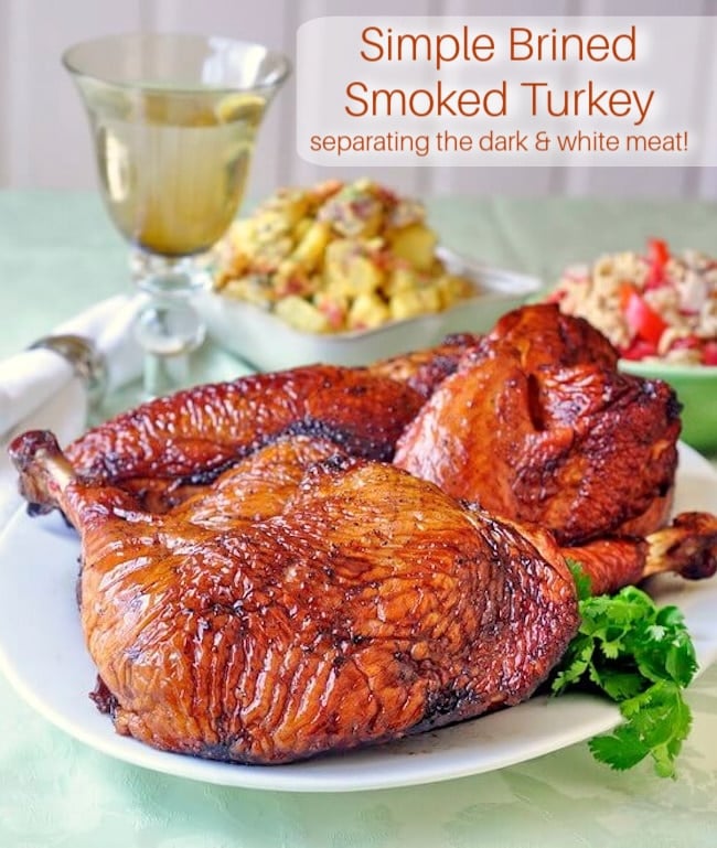 Simple Brined Smoked Turkey with title text added for Pinterest and Social media