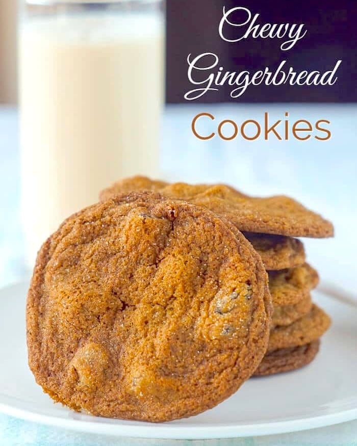 Chewy Gingerbread Cookies image with title text added for social media.