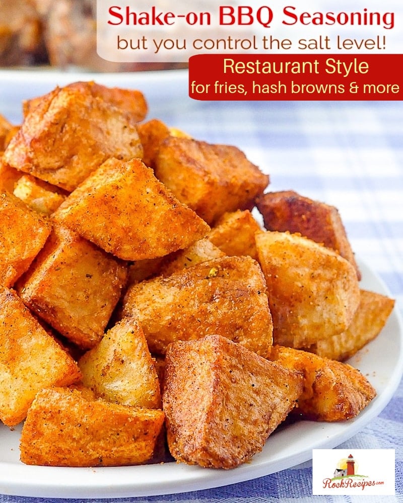 Barbecue Spice Mix Seasoning for Homemade Barbecue Potato Chips photo with title text added for social media.