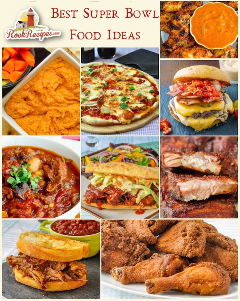 Best super bowl party food photo collage with title text added for social media posts