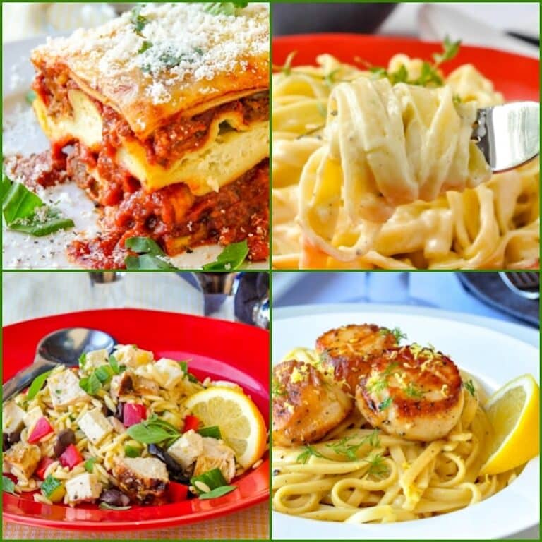 Best Pasta Dishes 4 photo collage for featured image.