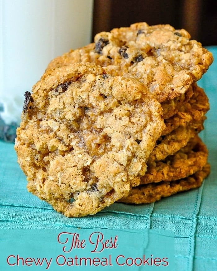 The Best Chewy Oatmeal Cookies photo with title text for social media.
