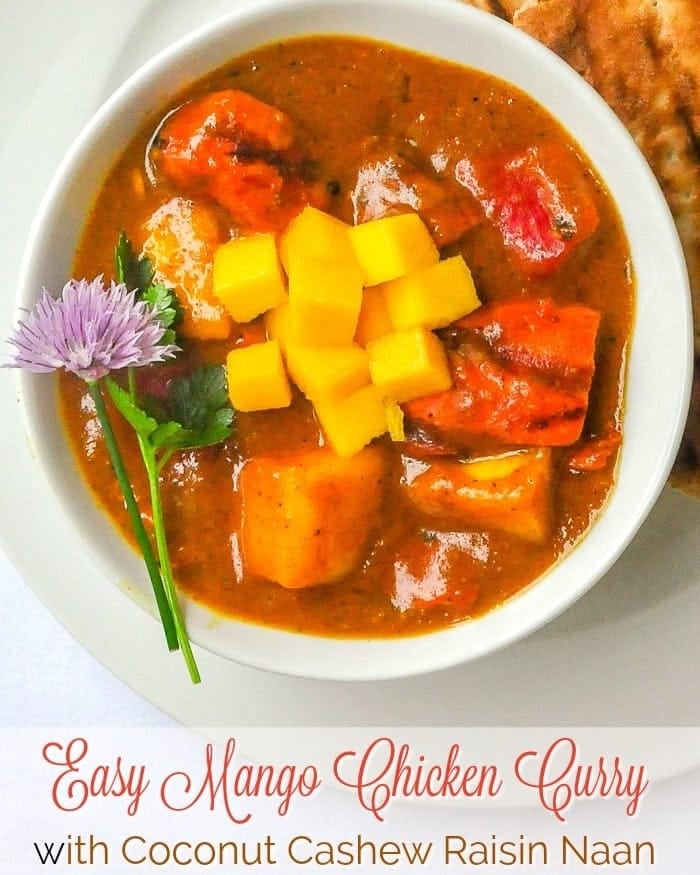 Easy Mango Chicken Curry photo with title text for social media.