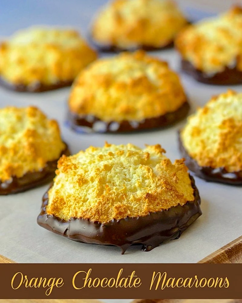 Orange Chocolate Macaroons recipe with title text for Pinterest