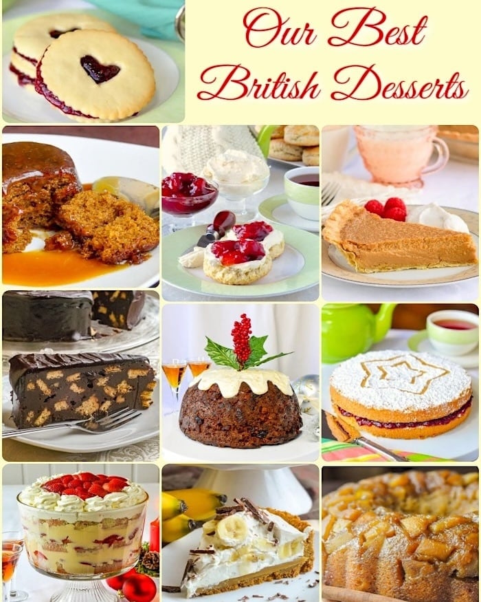 Best British Desserts photo collage with title text added for social media.