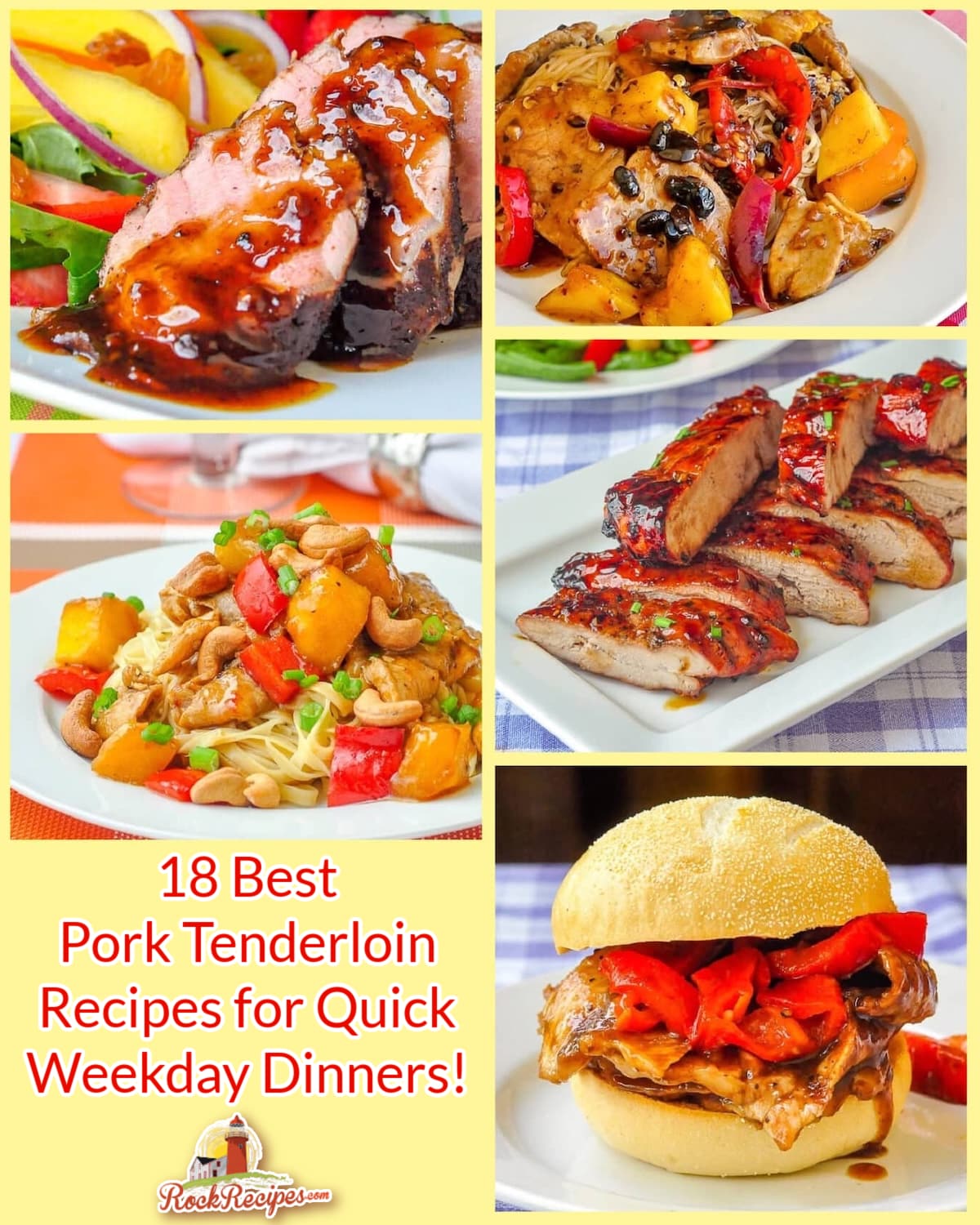 Best Pork Tenderloin Recipes five photo collage for social media posts.
