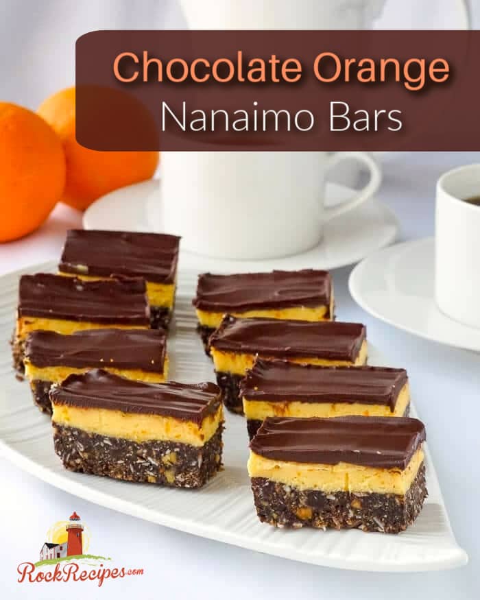 Chocolate Orange Nanaimo Bars photo with title text added for social media.