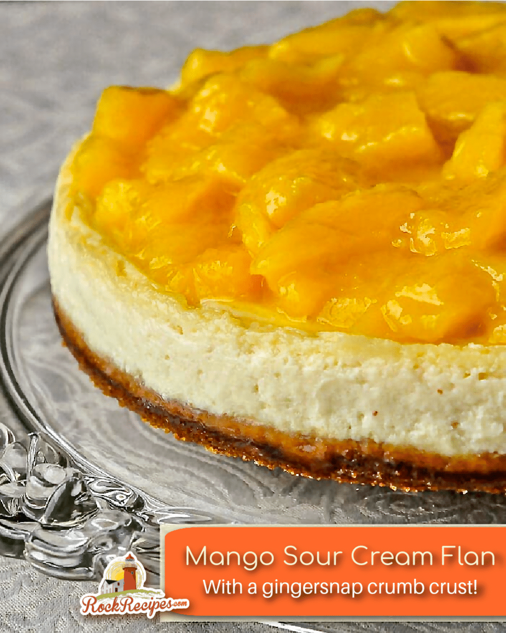 Mango Flan photo with title text added fr social media posts