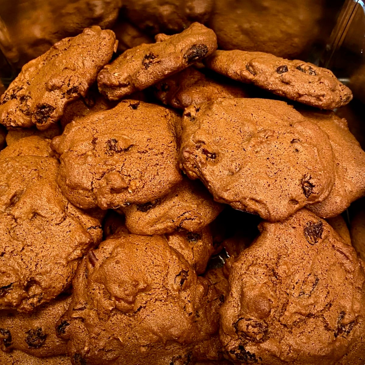 Lassy Mogs - a Newfoundland soft molasses raisin pecan cookie!