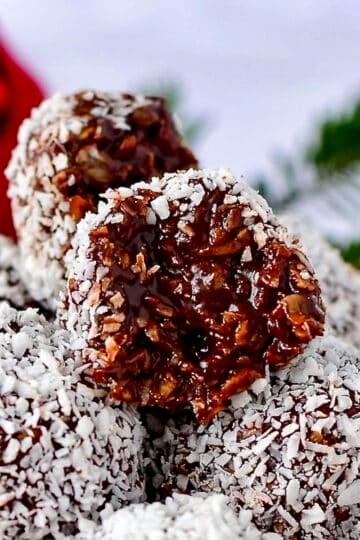 The Perfect Newfoundland Snowballs Recipe close up photo showing interior of one snowball.