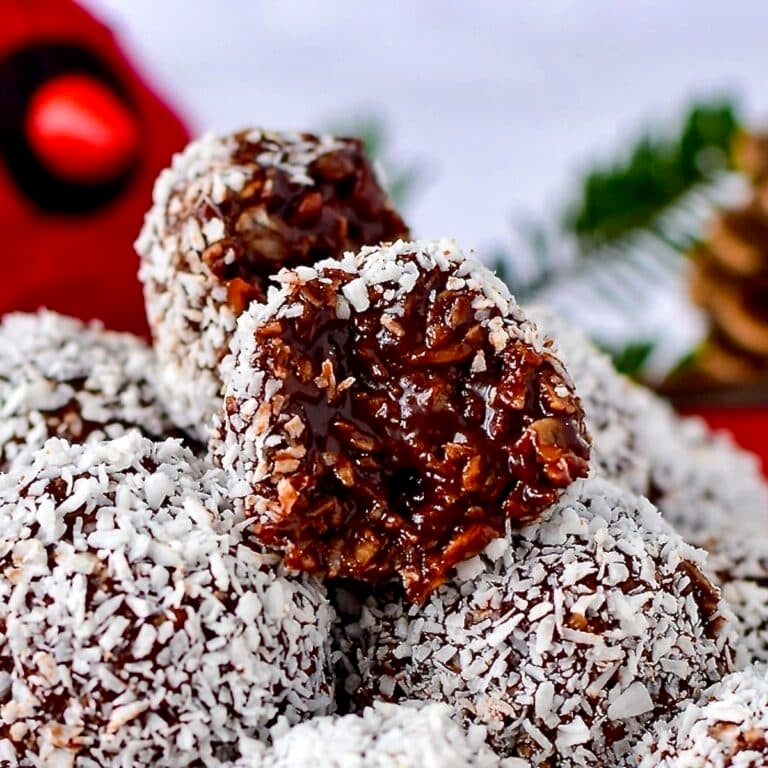 The Perfect Newfoundland Snowballs Recipe close up photo showing interior of one snowball.