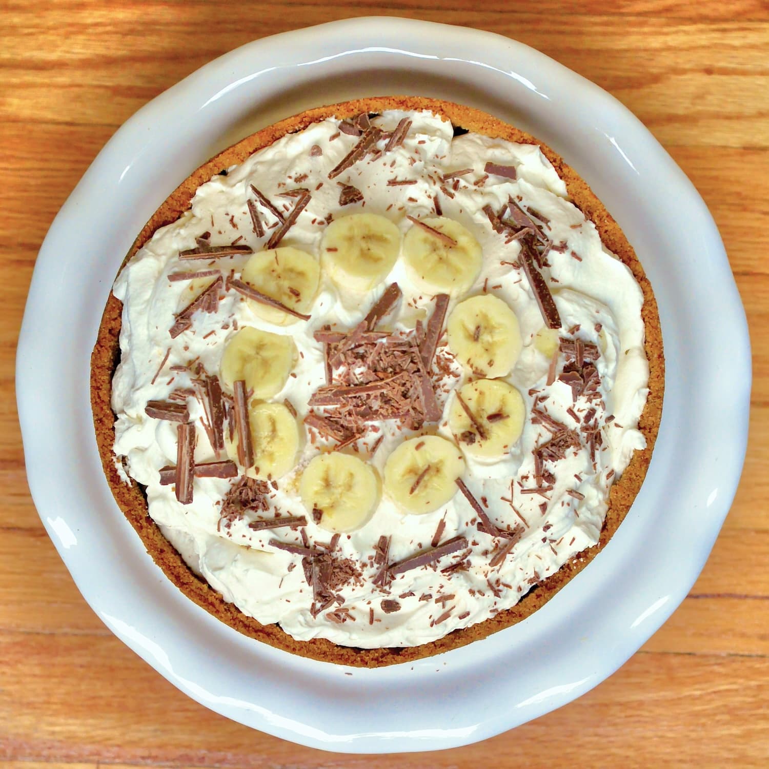 Close up photo of the entire op of completed Banoffee Pie.