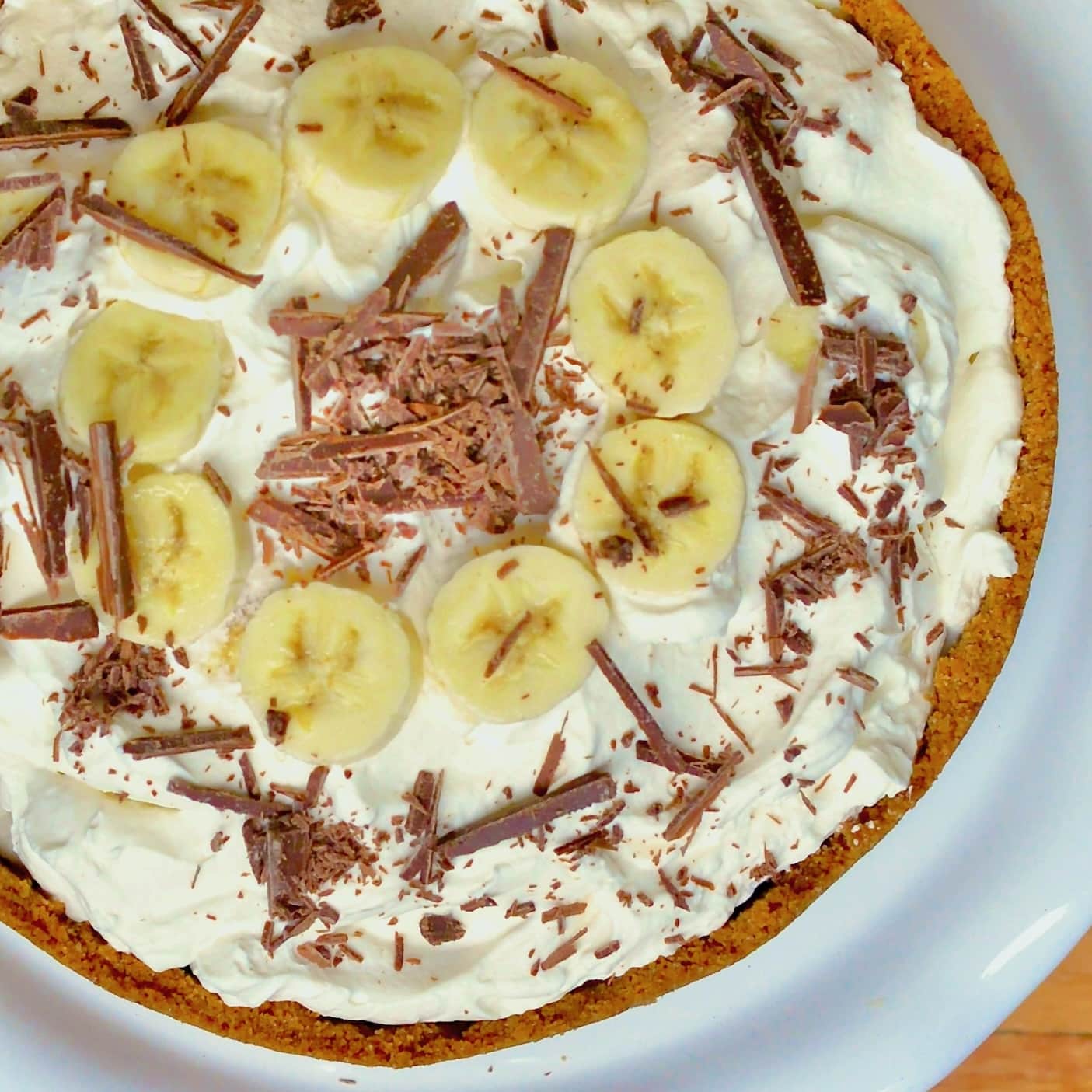 Close up photo of completed Banoffee Pie.