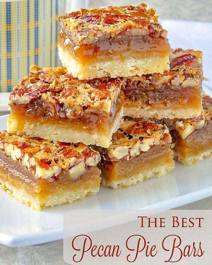 The Best Pecan Pie Bars photo with title text for social media.