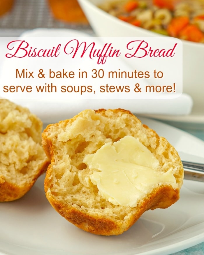 Biscuit Muffin Bread photo with title text for Pinterest