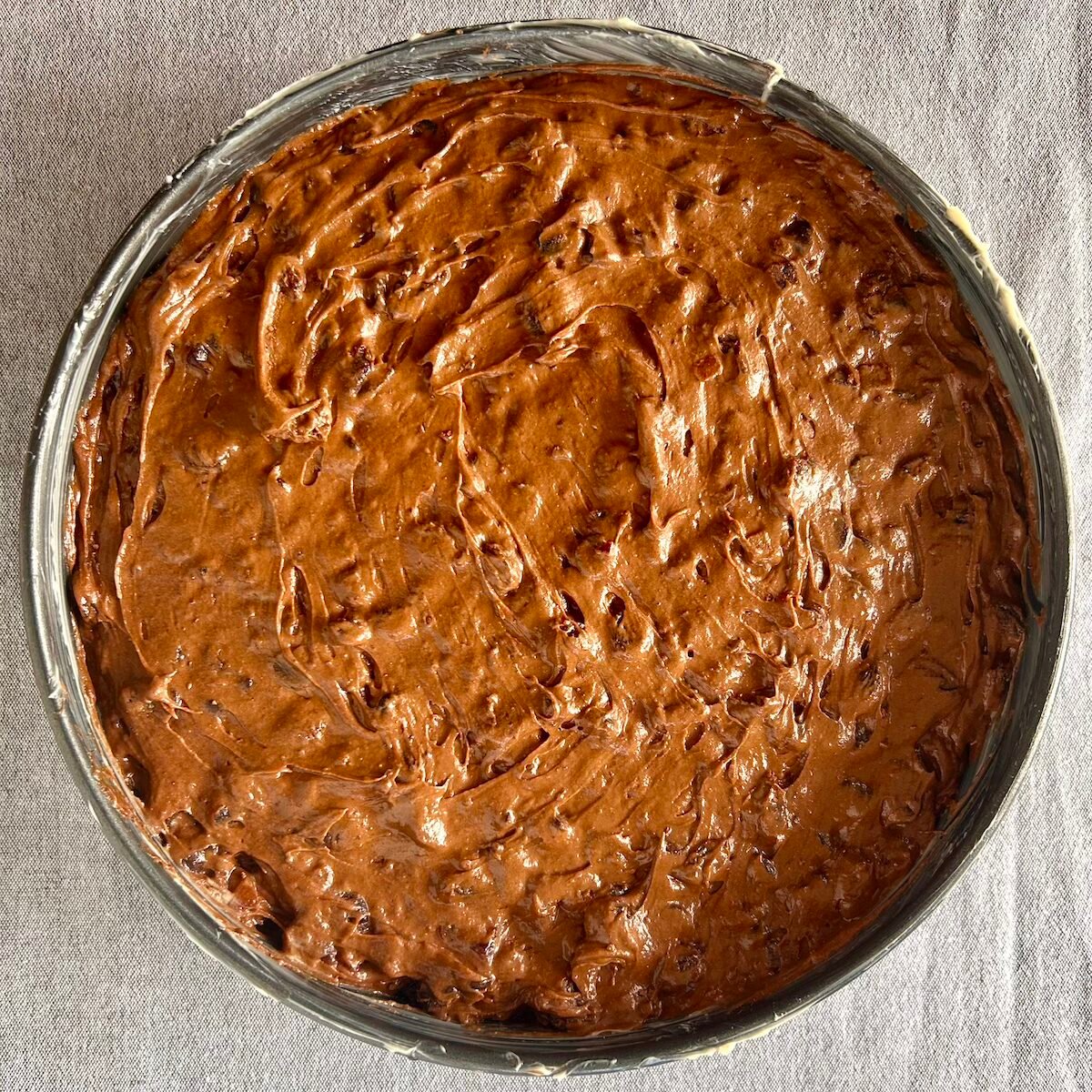Chocolate Cherry Fruitcake ready for the oven