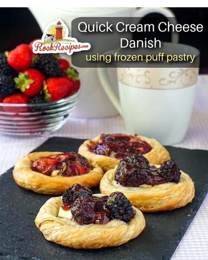 Quick Cream Cheese Danish with title text added for social media posts.