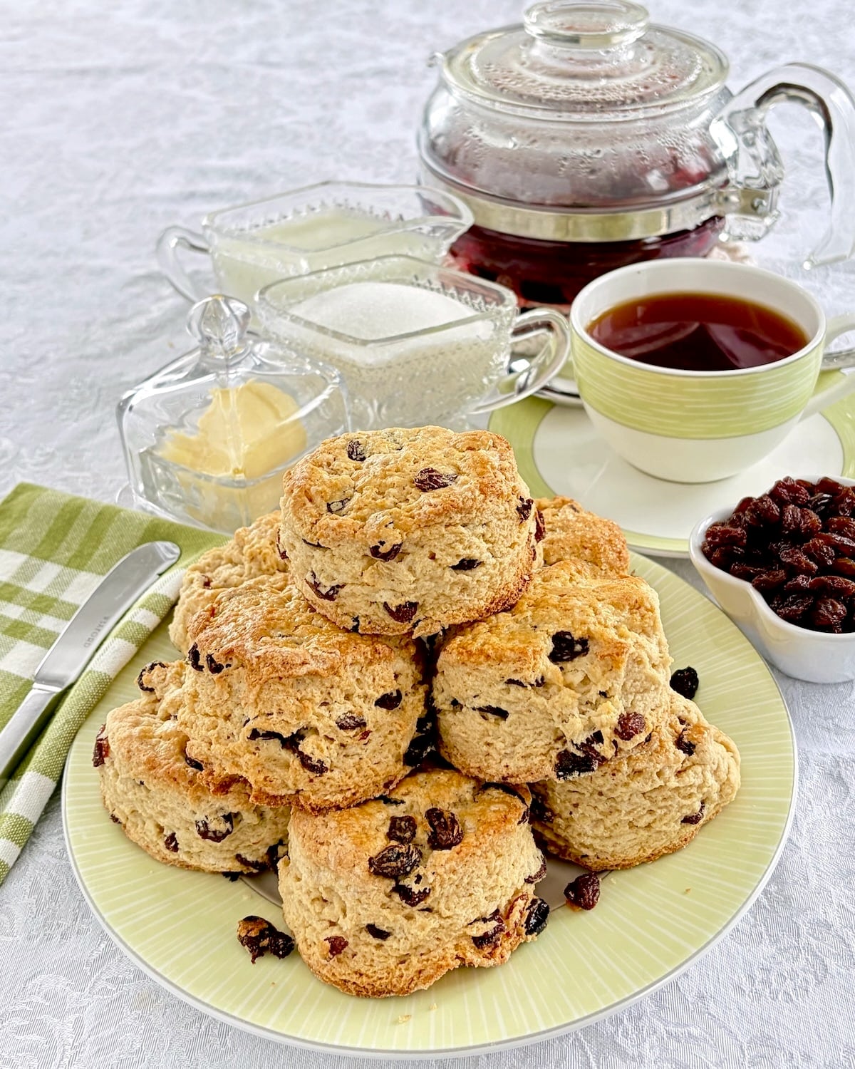 Overhead shot photo of tea buns being served at teatime.