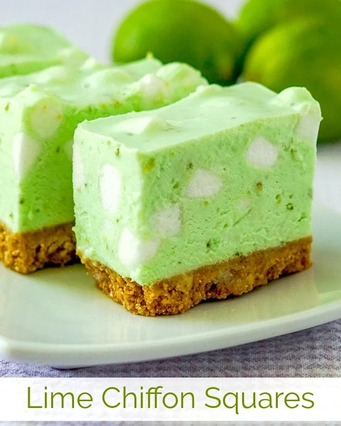 Lime Chiffon Squares photo with title text for Facebook and Instagram