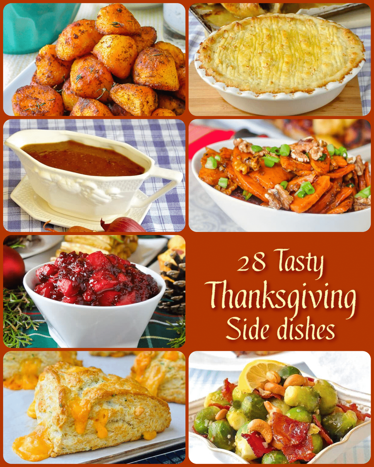 Best Thanksgiving Side Dishes photo collage with title text added for social media.
