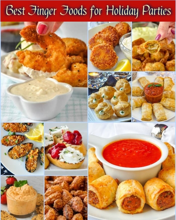 Best Finger Foods for Holiday Parties photo collage with title text for social media platforms.