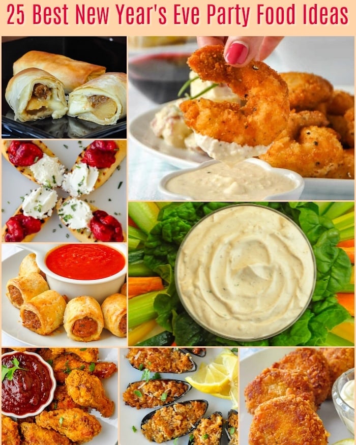 Best New Year's Eve Party Food Ideas photo collage with title text for social media.