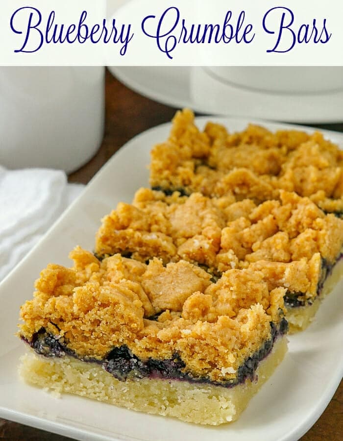 Blueberry Crumble Bars image with title text for social media.