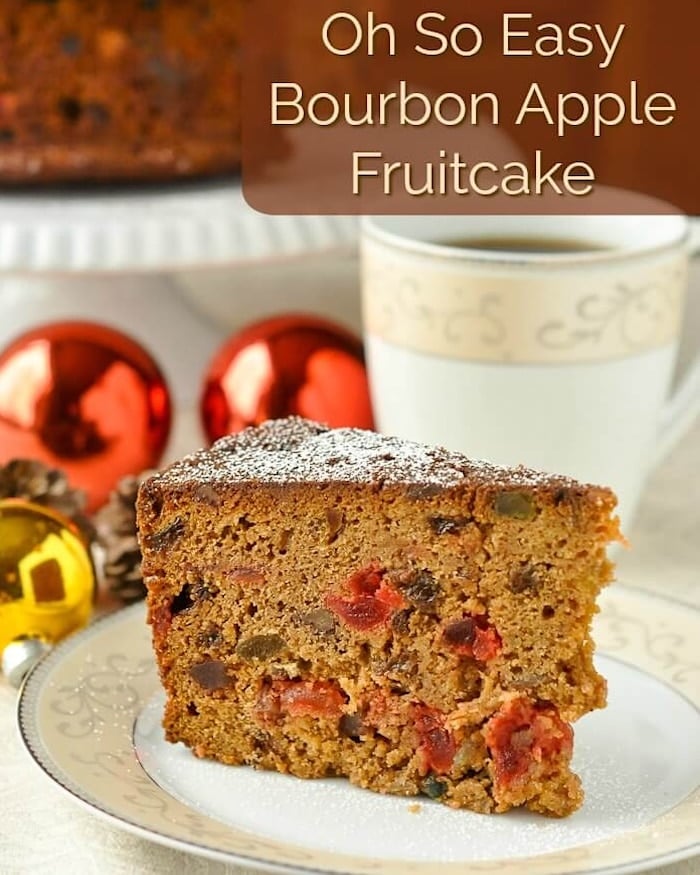 Bourbon Apple Fruitcake image with title text