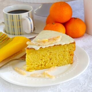 Clementine Cake close up photo of a single slice for featured Google image
