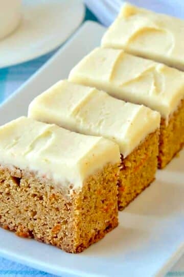Carrot Cake Cookie Bars on a white serving platter