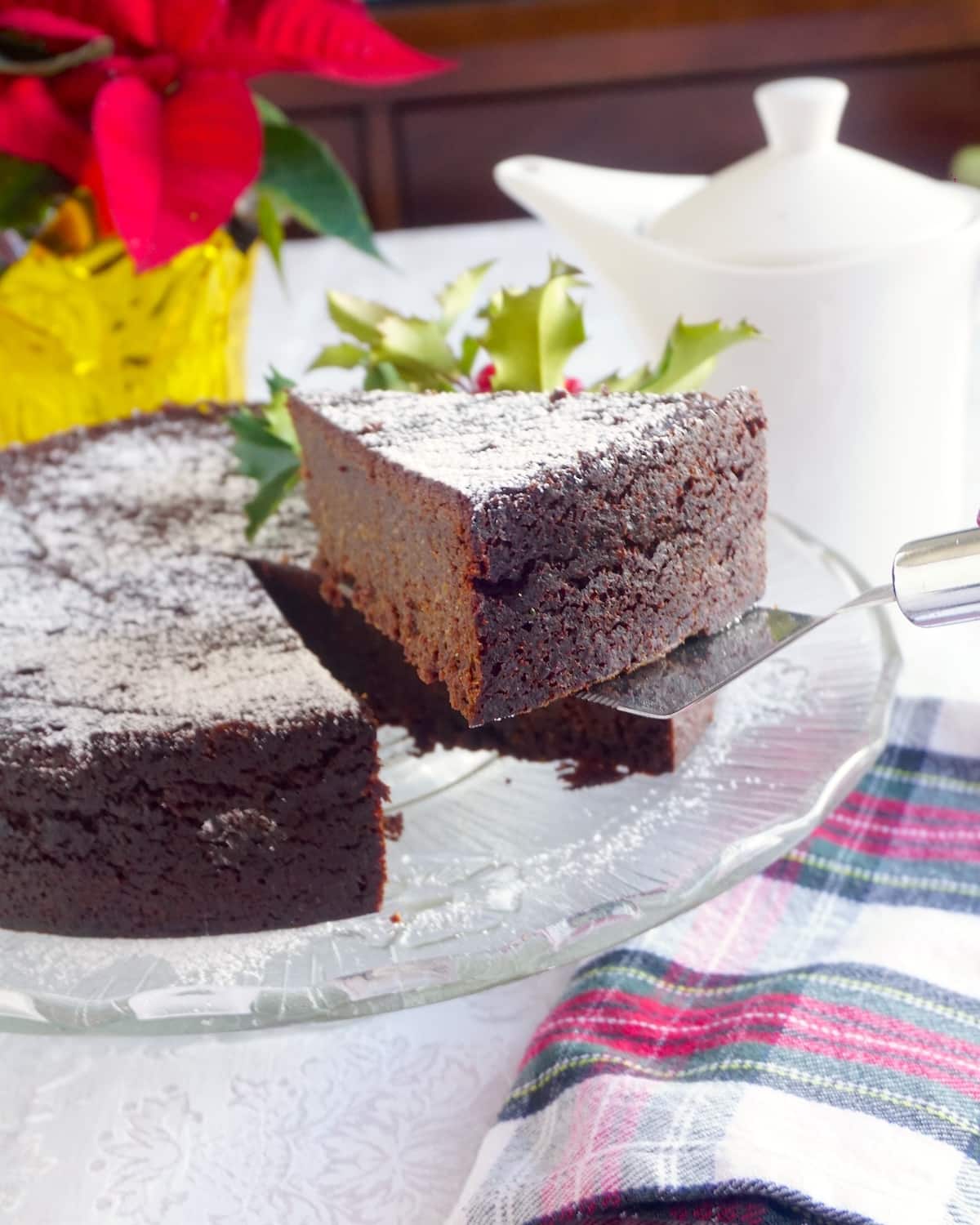 Newfoundland Jamaican Black Christmas Cake photo of one slice being served from the cake
