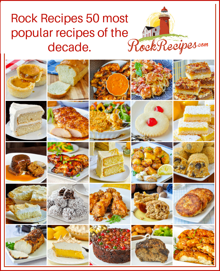 Top 25 Rock Recipes photo collage photo with title text added for social media.