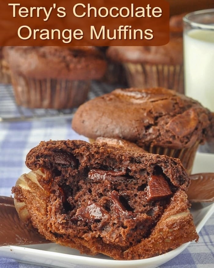 Terry's Chocolate Orange Muffins photo with title text for social media.