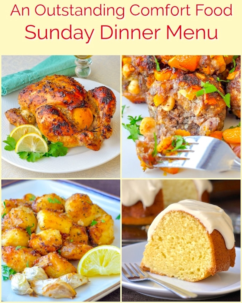 Sunday dinner photo collage with title text for social media.