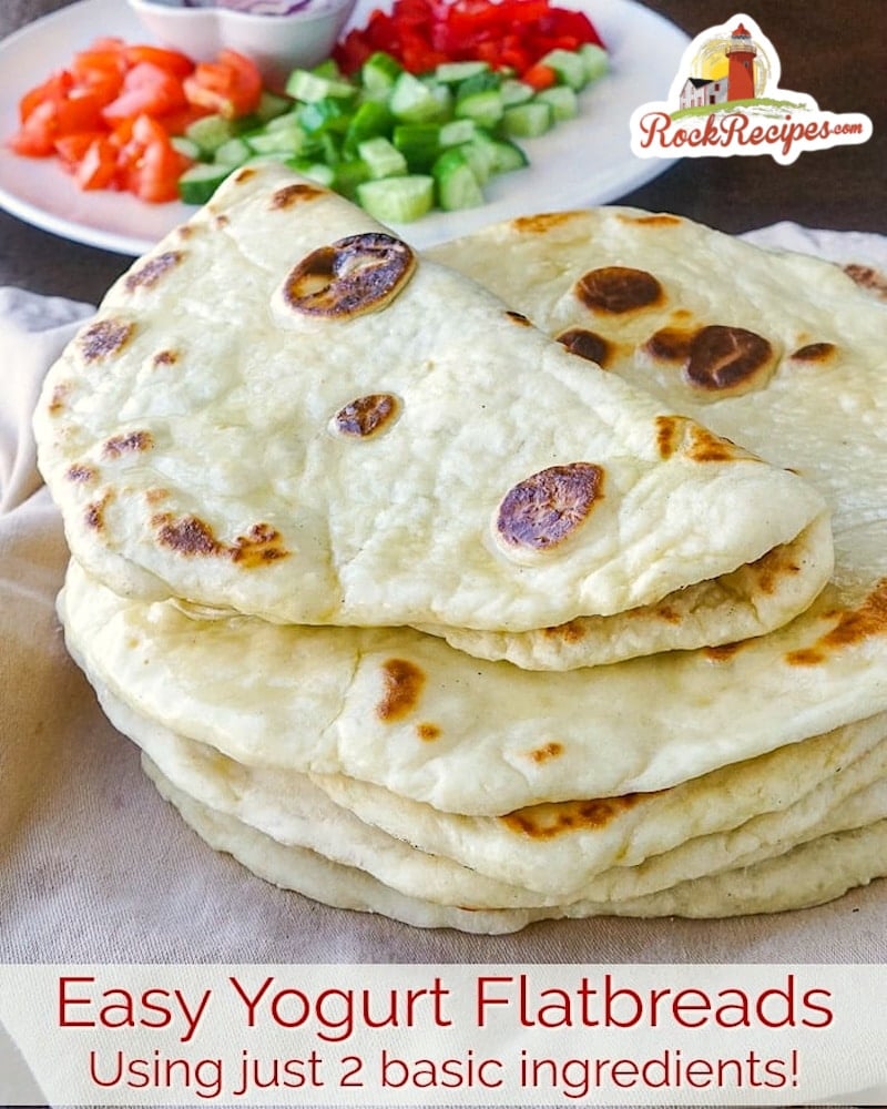 Yogurt Flatbreads photo with title text for social media posts.