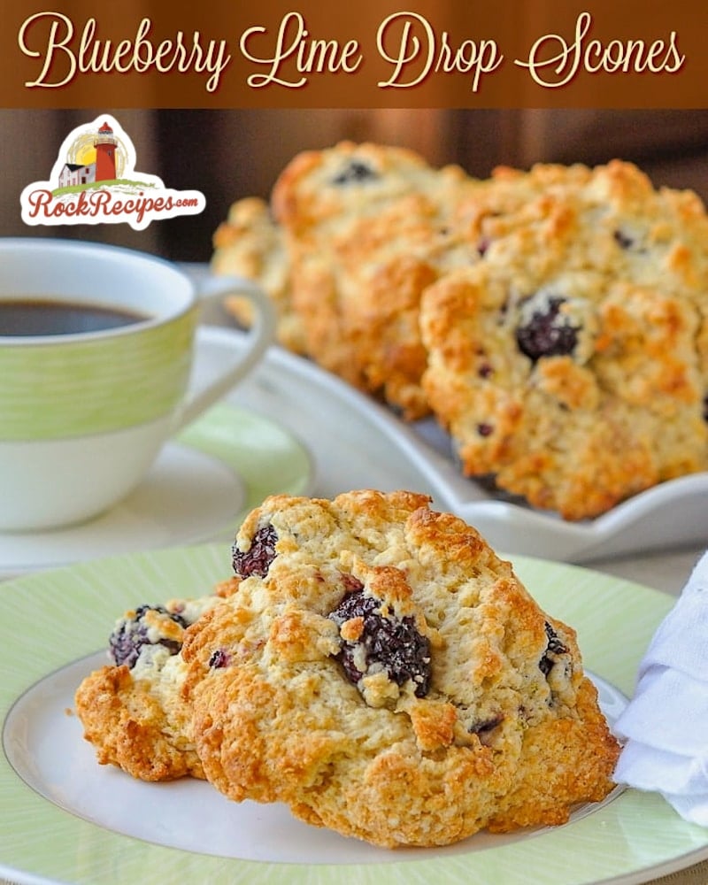 Blackberry Lime Drop Scones with title text for social media posting.