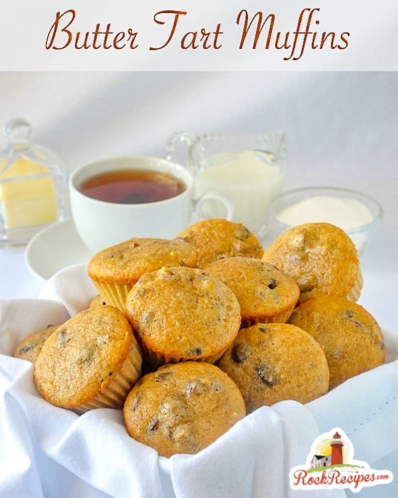 Butter Tart Muffins photo with title text for social media posts.