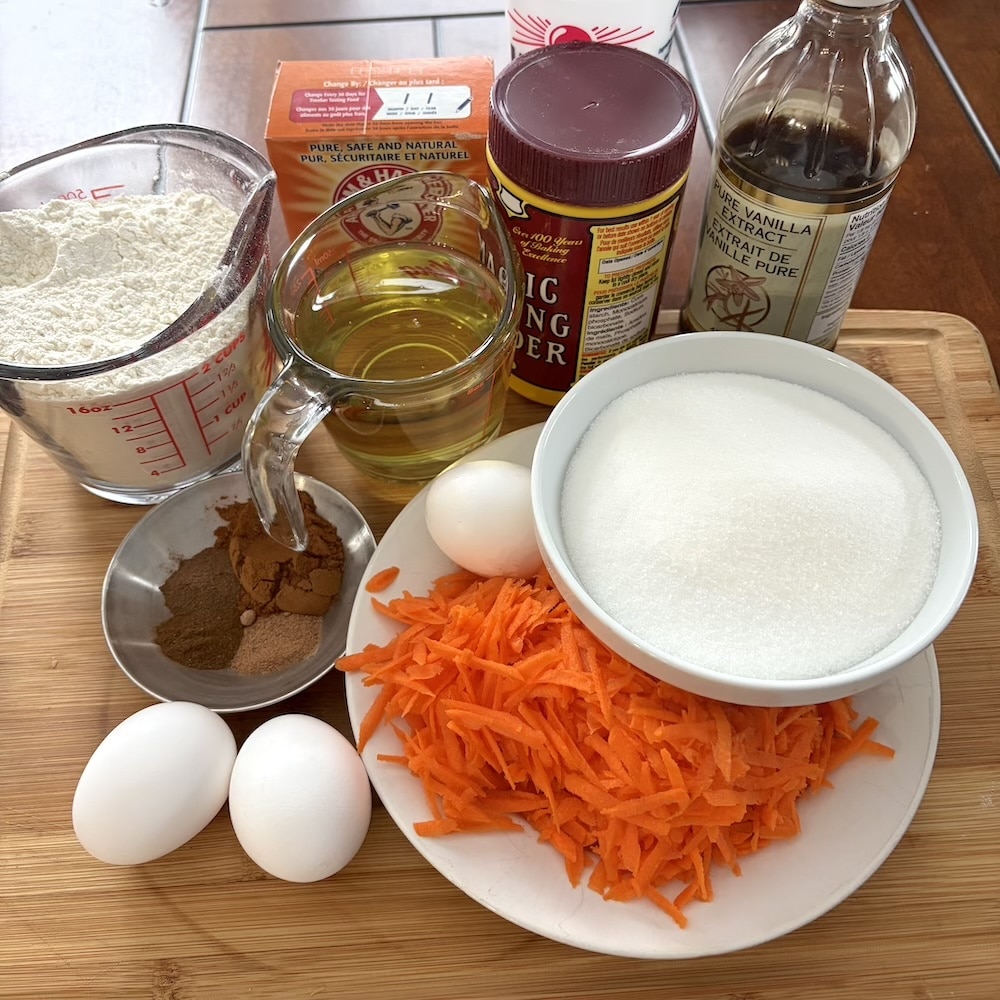 Ingredients for Quick Carrot Cake.