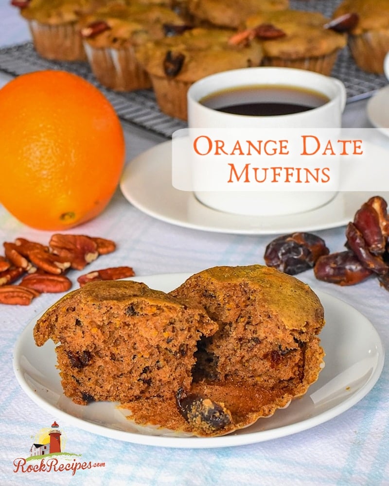 Date Orange Muffins photo with title text added for social media.