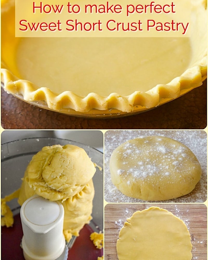 Sweet Short Crust Pastry photo collage with title text for s9cial media 4x5 format.