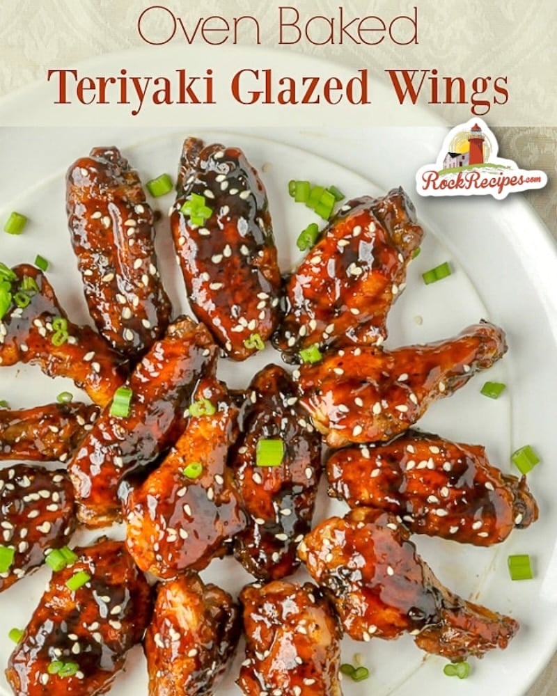 Teriyaki Wings photo with title text for social media posts.