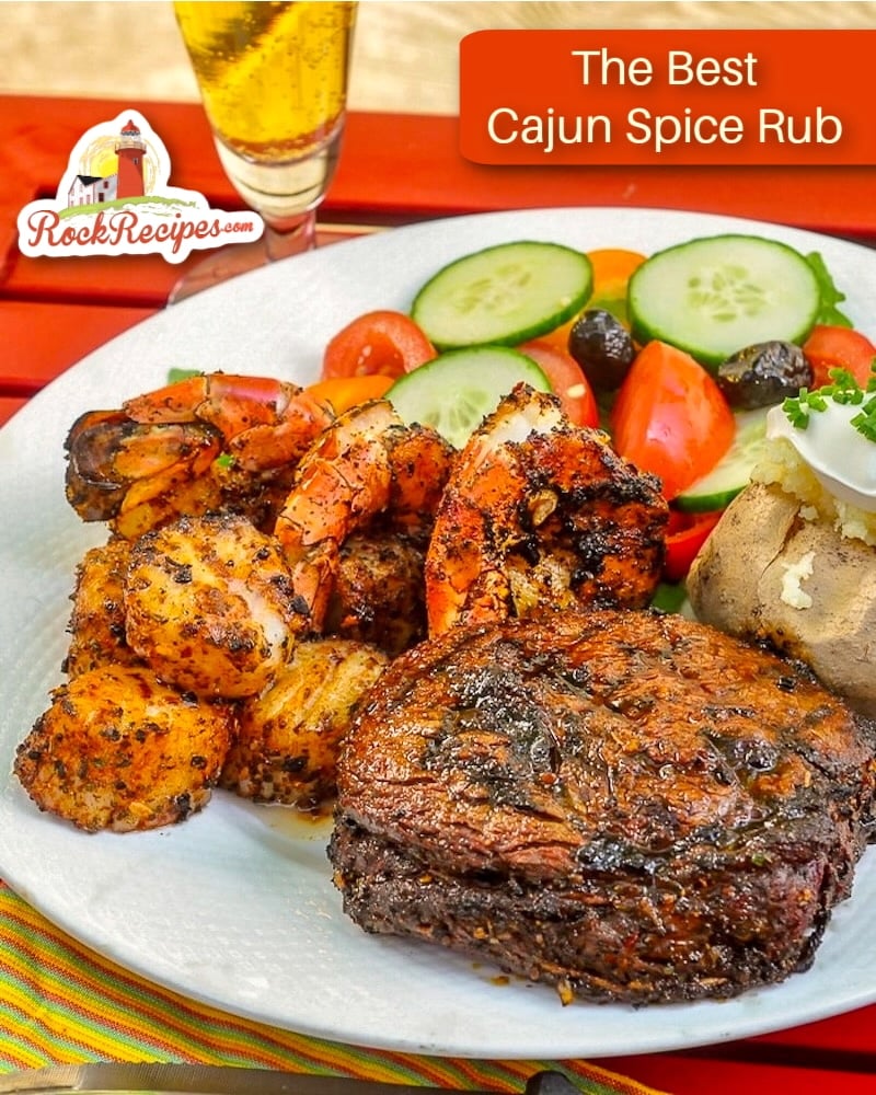 The Best Cajun Spice Rub photo with title text added for social media posts.