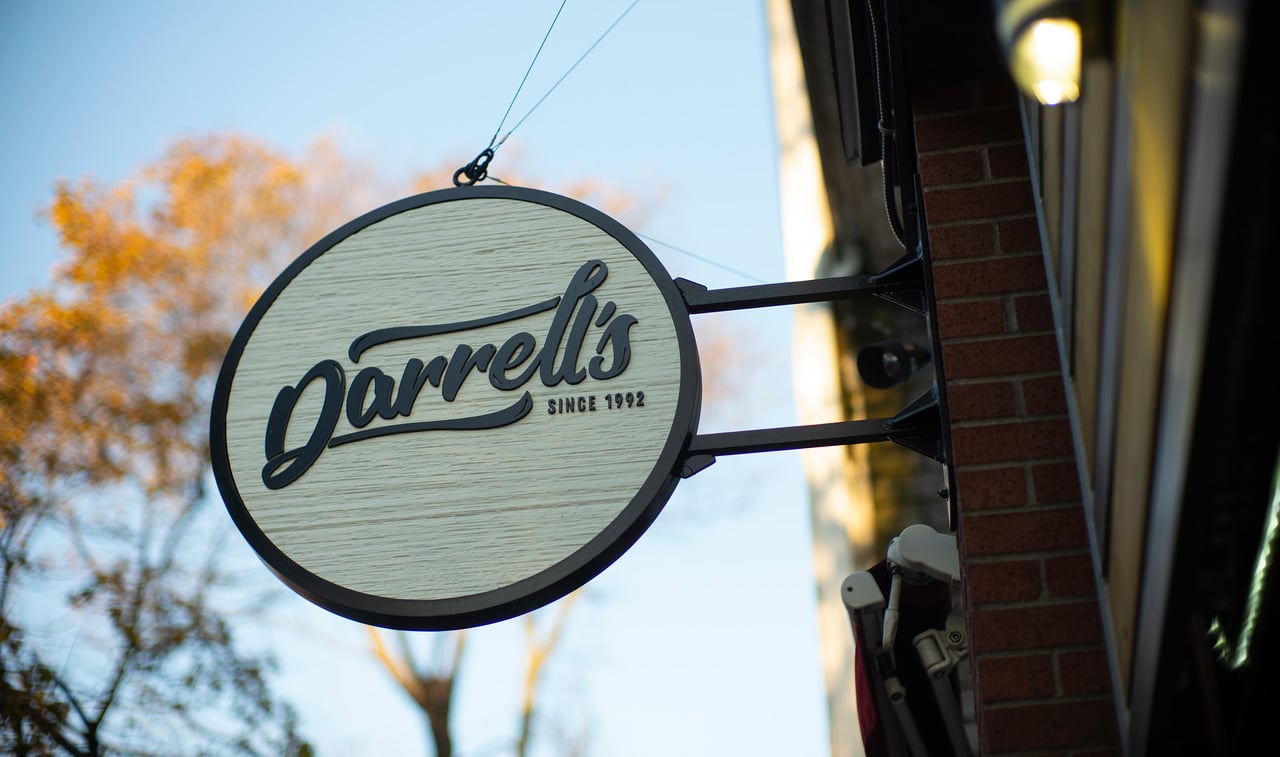 Photo of Darrell's restaurant  sign in reasurant in Halifax Nova Scotia.